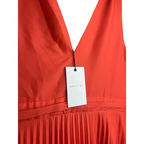 Adelyn Rae Sharkbite Pleated Cocktail Dress | Womens L, Orange, Ombre Blue NEW - Picture 11 of 11